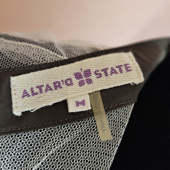 Altar'd State Women's Brown & Cream Floral Lace Dress - Size M - Mesh Yoke & Tul - Picture 13 of 14